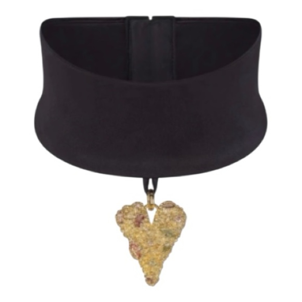 Skims 14k Gold Heart Pendant Satin Choker